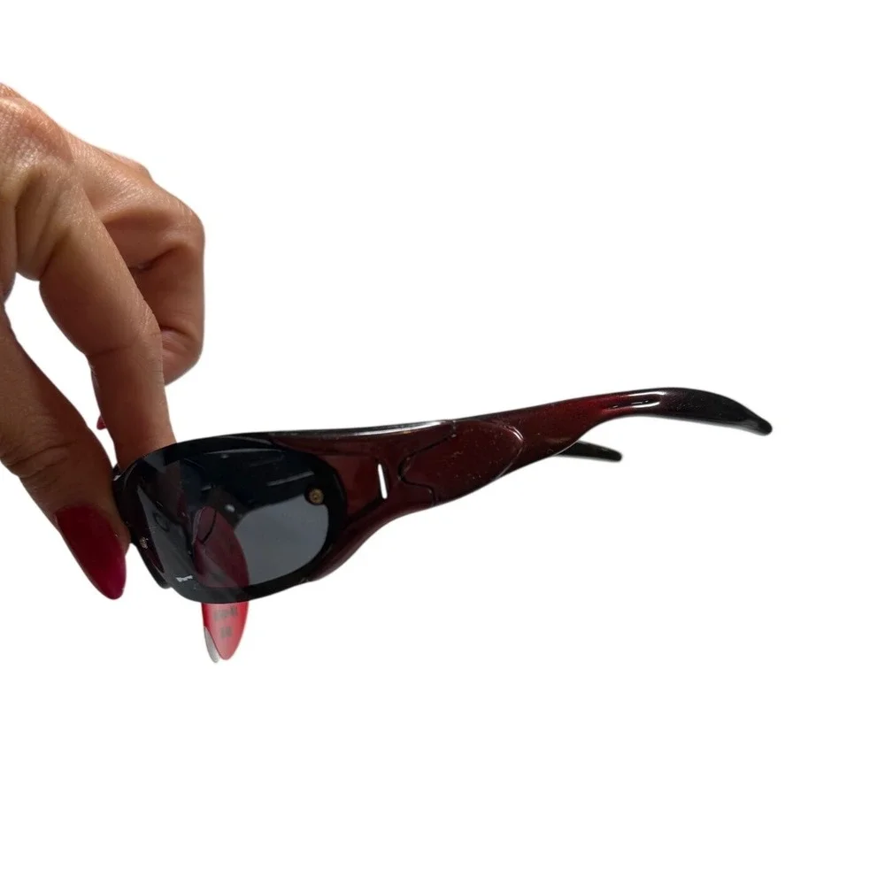 Vintage Y2K Gorpcore Sport Sunglasses Black Burgundy